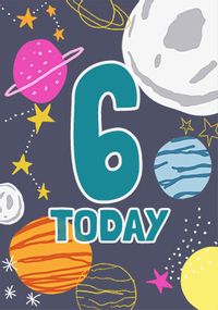 6TH Birthday Planets Card
