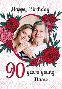 90 Years Young Photo Birthday Card