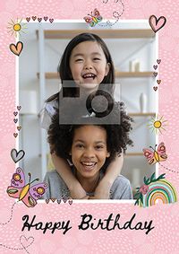 Tap to view Rainbow and Butterflies Photo Birthday Card