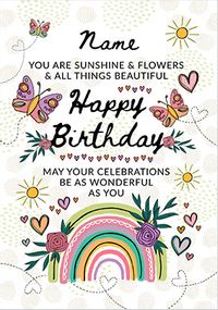 Rainbow Butterflies Personalised Birthday Card