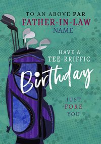 Tap to view Father in Law Golf Personalised Birthday Card