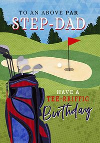 Step Dad Golf Personalised Birthday Card