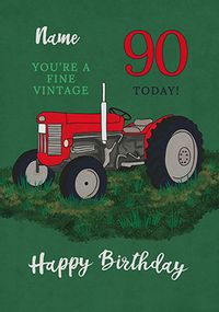 90th Birthday Fine Vintage Personalised Card