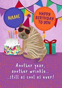 Wrinkly Dog Personalised Birthday Card