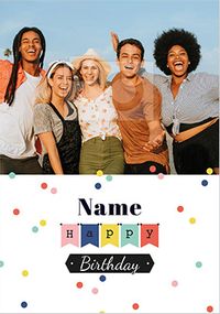 Tap to view Single Photo Polka Dots Birthday Card