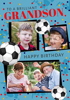 Grandson Football Photo Birthday Card