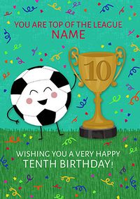Top of the League Personalised 10th Birthday Card