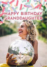 Rainbow Ribbons Granddaughter Photo Birthday Card