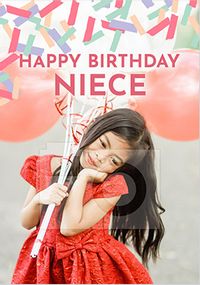 Tap to view Rainbow Ribbons Niece Photo Birthday Card