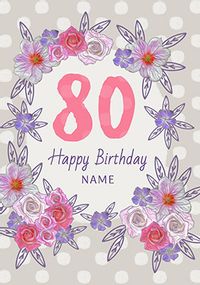 Tap to view 80 Floral Personalised Birthday Card