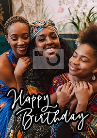 Full Photo Foliage Text Birthday Card