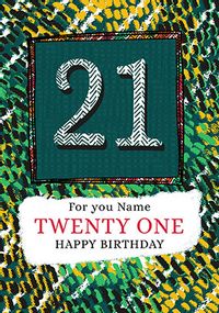 Tap to view 21 Pattern Personalised Birthday Card