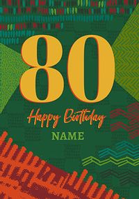 80th Birthday Pattern Personalised Card
