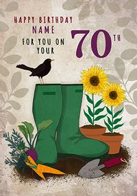 70th Birthday Gardening Personalised Birthday Card