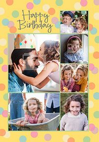 Tap to view Yellow Spotty Photo Birthday Card