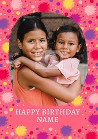 Tap to view Spotty Dotty Pink Photo Birthday Card