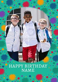 Tap to view Spotty Dotty Turquoise Photo Birthday Card
