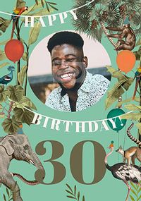 Tap to view Animals For Him 30TH Photo Birthday Card