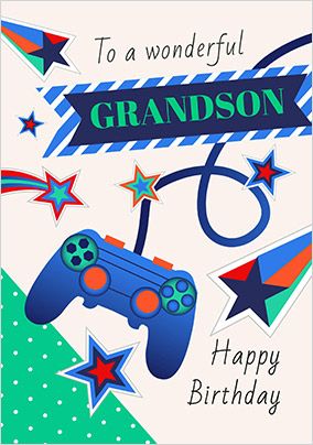 Grandson Personalised Gaming Birthday Card