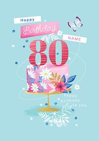 80TH Birthday Cake Card