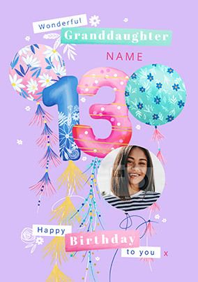 13th Birthday Granddaughter Photo Card