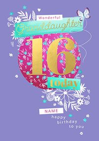 Granddaughter 16th Birthday Personalised Card