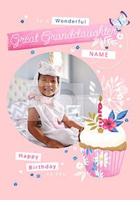 Great Granddaughter Cupcake Photo Birthday Card