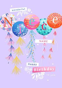 Balloons Niece Personalised Birthday Card