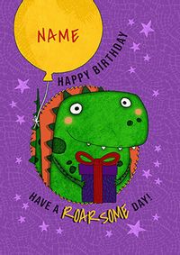 Tap to view Roarsome Dinosaur Personalised Birthday Card