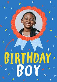 Birthday Boy Rosette Photo Card