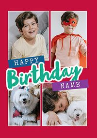 Tap to view Red 4 Photo Birthday Card