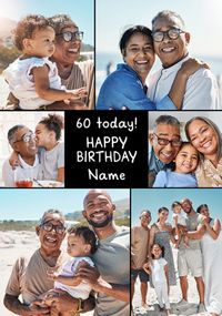 60 Today Happy Birthday 6 Photo Card