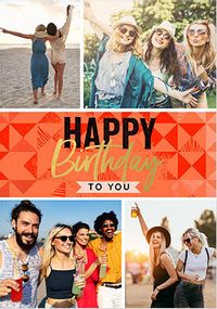 Tap to view Geometric 4 Photo Birthday Card