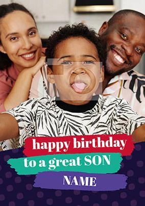 Great Son Photo Birthday Card
