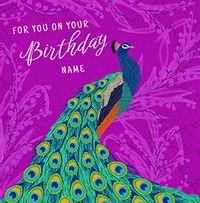 Personalised Peacock Birthday Card