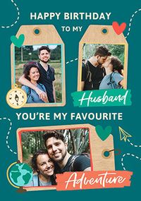 Tap to view Favourite Adventure Husband Photo Birthday Card