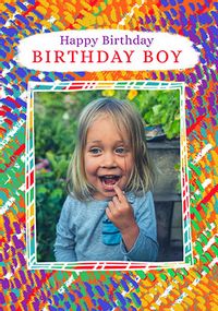 Birthday Boy Retro Pattern Photo Card