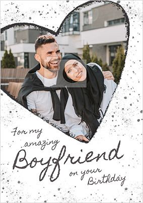 Boyfriend Heart Photo Birthday Card