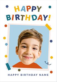 Tap to view Funky Faces Red Shirt Birthday Photo Card