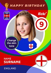 Tap to view Kickz England Trading Card Spoof 9th Birthday Photo Card