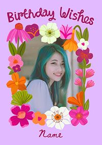 Tap to view Floral Photo Border Birthday Name Card
