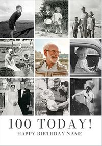 Tap to view Simple Press 100th Birthday 9 Photo Upload Card