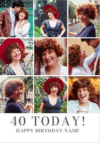 Tap to view Simple Press 40th Birthday 9 Photo Upload Card