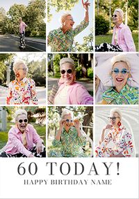 Tap to view Simple Press 60th Birthday 9 Photo Upload Card