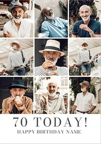 Tap to view Simple Press 70th Birthday 9 Photo Upload Card
