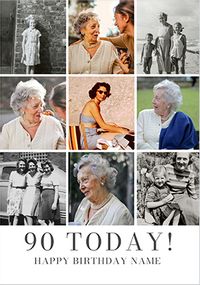 Tap to view Simple Press 90th Birthday 9 Photo Upload Card