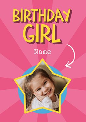 Birthday Girl Star Photo Card