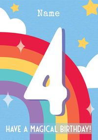 Rainbow Personalised 4th Birthday Card