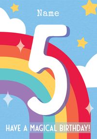 Rainbow Personalised 5th Birthday Card
