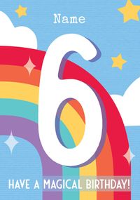 Rainbow Personalised 6th Birthday Card
